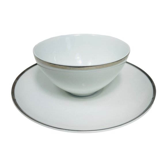 Harmony House Moderne Platinum Trim 4 Cups and Saucers & Creamer Japan No. 3545 - Picture 4 of 16